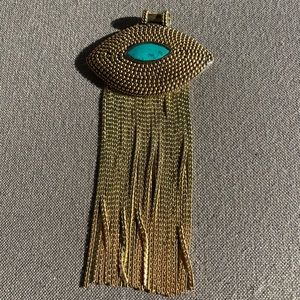 Gold plated extra large pendant w/ tassels